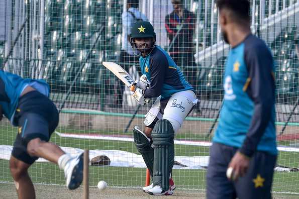 Babar Azam going through the batting drills in the lead up to the series at the Gaddafi Stadium Babar Azam going through the batting drills in the lead up to the series at the Gaddafi Stadium