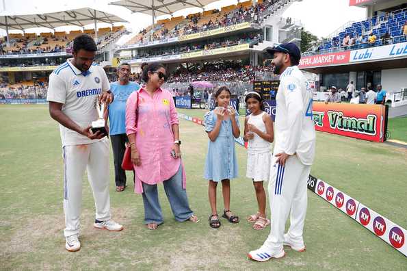 Rohit Sharma with the Ashwin family at the recent Chennai Test against Bangladesh. Rohit Sharma with the Ashwin family at the recent Chennai Test against Bangladesh.