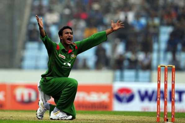 This picture taken on December 6, 2010 shows Bangladesh captain Shakib Al Hasan appealing for a dismissal during an one-day international in Dhaka. If Saddam Hossain had not intervened, Shakib, Bangladesh's World Cup captain and leading all-rounder, may have been lost to football. This picture taken on December 6, 2010 shows Bangladesh captain Shakib Al Hasan appealing for a dismissal during an one-day international in Dhaka. If Saddam Hossain had not intervened, Shakib, Bangladesh's World Cup captain and leading all-rounder, may have been lost to football.