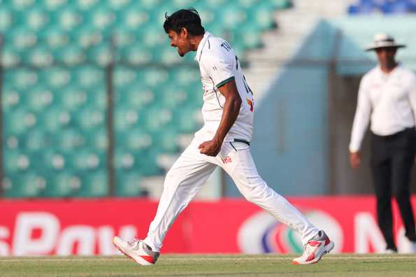 Taijul claimed his 16th Test match five-fer on Day 1 in Chattogram. Taijul claimed his 16th Test match five-fer on Day 1 in Chattogram.
