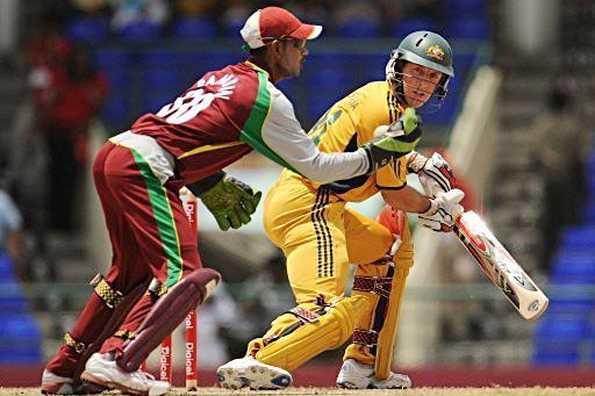 Australian cricketer Luke Ronchi (R) is about to be caught out by West Indies wicketkeeper Denesh Ramdin (L) at Warner Park in Basseterre, Saint Kitts during their One-Day International match. Australia completed a 169-run victory in the fifth and final One-day International against West Indies on Sunday at Warner Park. Australian cricketer Luke Ronchi (R) is about to be caught out by West Indies wicketkeeper Denesh Ramdin (L) at Warner Park in Basseterre, Saint Kitts during their One-Day International match. Australia completed a 169-run victory in the fifth and final One-day International against West Indies on Sunday at Warner Park.